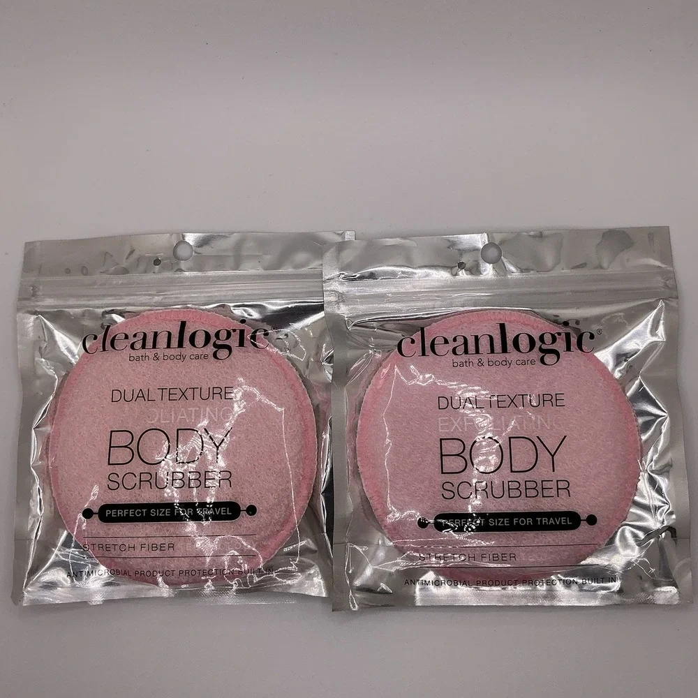 Cleanlogic Blush Pink Round Dual‎ Texture Exfoliating Body Scrubber Clean Logic